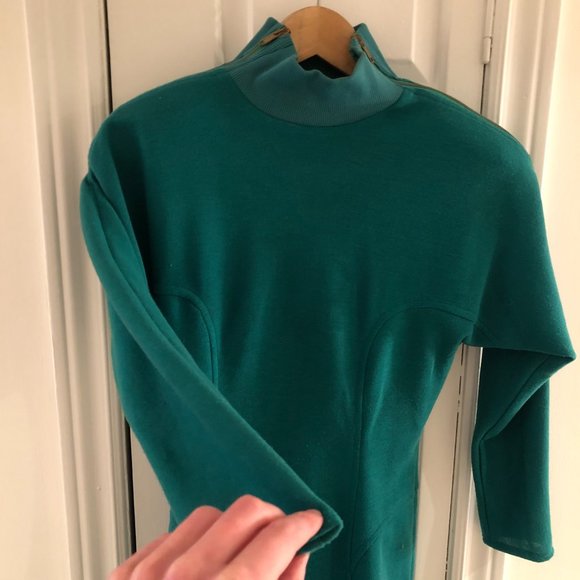 Vintage Green Dress (with shoulder pads) - Picture 5 of 12